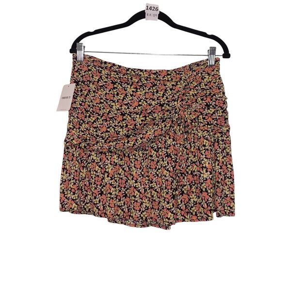NWT Tie Up Skirt Short Floral Print Forever 21 L Floral Multicolor - Picture 1 of 3
